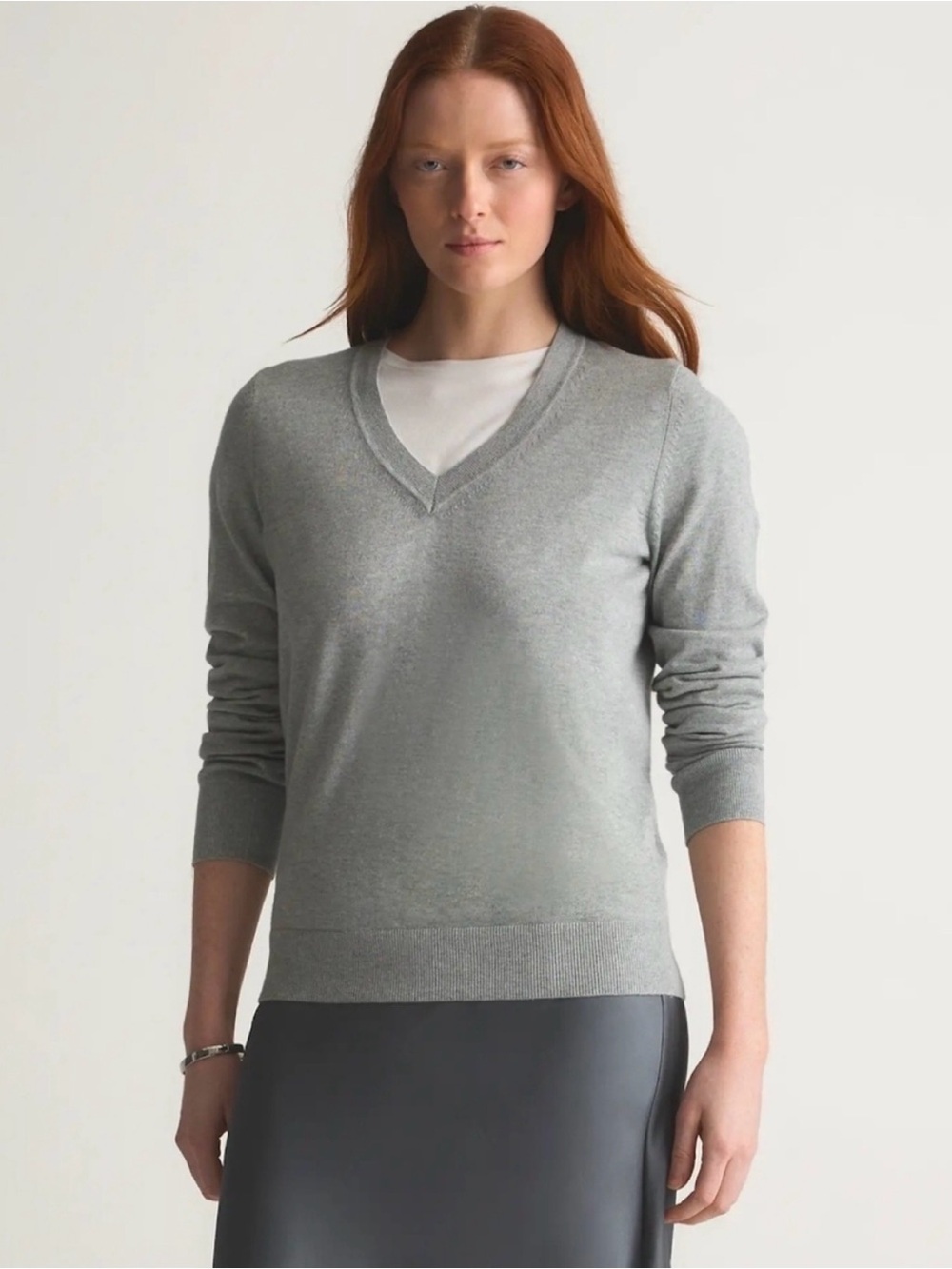 Quince | Lightweight Cotton/Cashmere V Neck Sweater XL - Picture 5 of 14